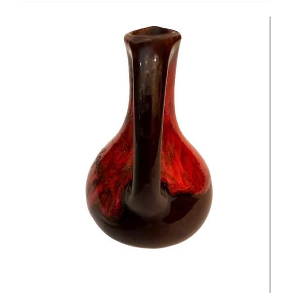 Vintage Red & Brown Ceramic Pitcher Vase With Handle Calgary Cananda - Picture 5 of 8